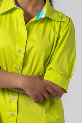 Sicily Shirt Dress - Wild Lime