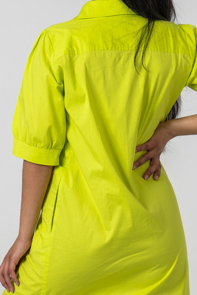 Sicily Shirt Dress - Wild Lime