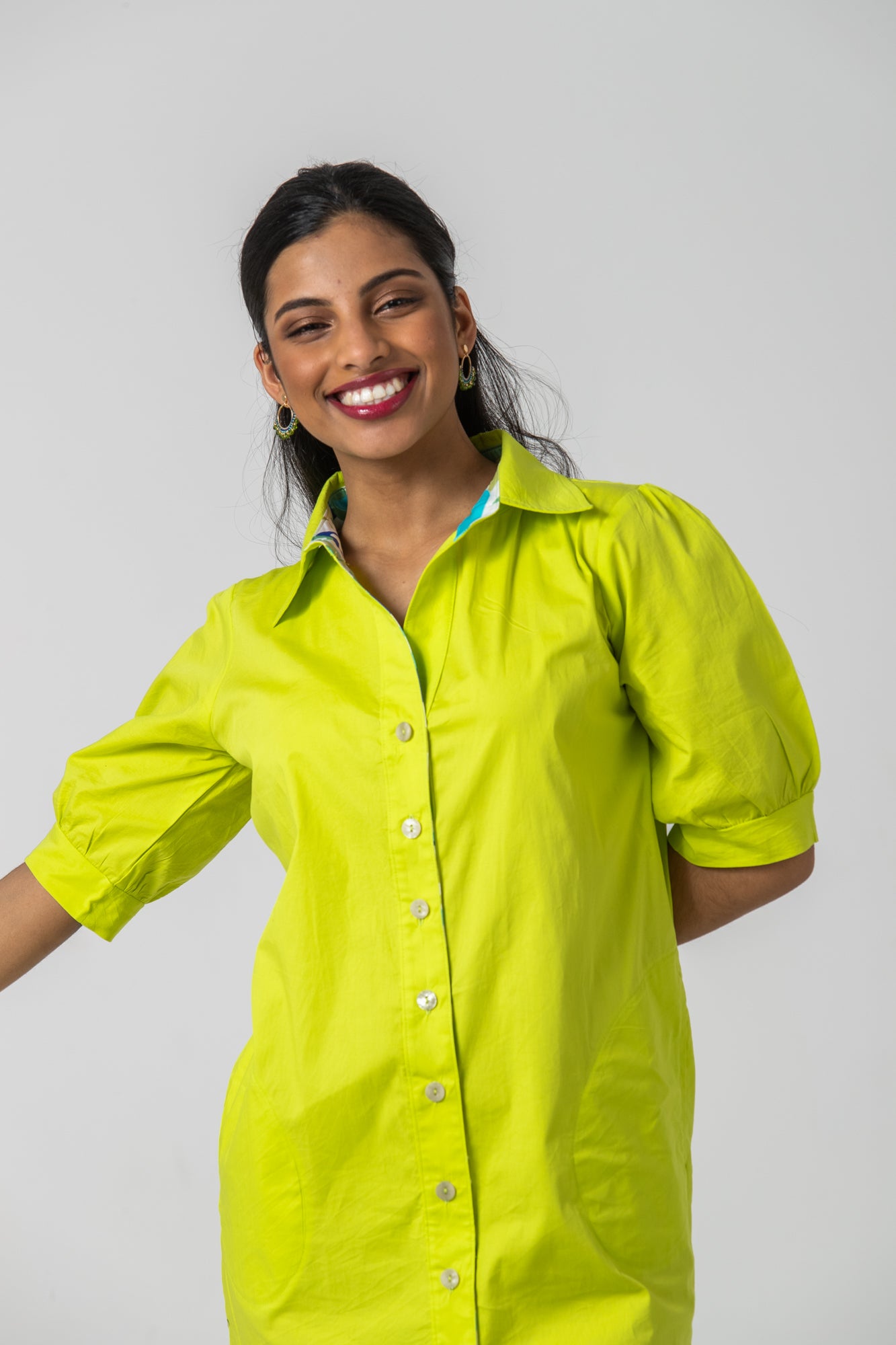 Sicily Shirt Dress - Wild Lime