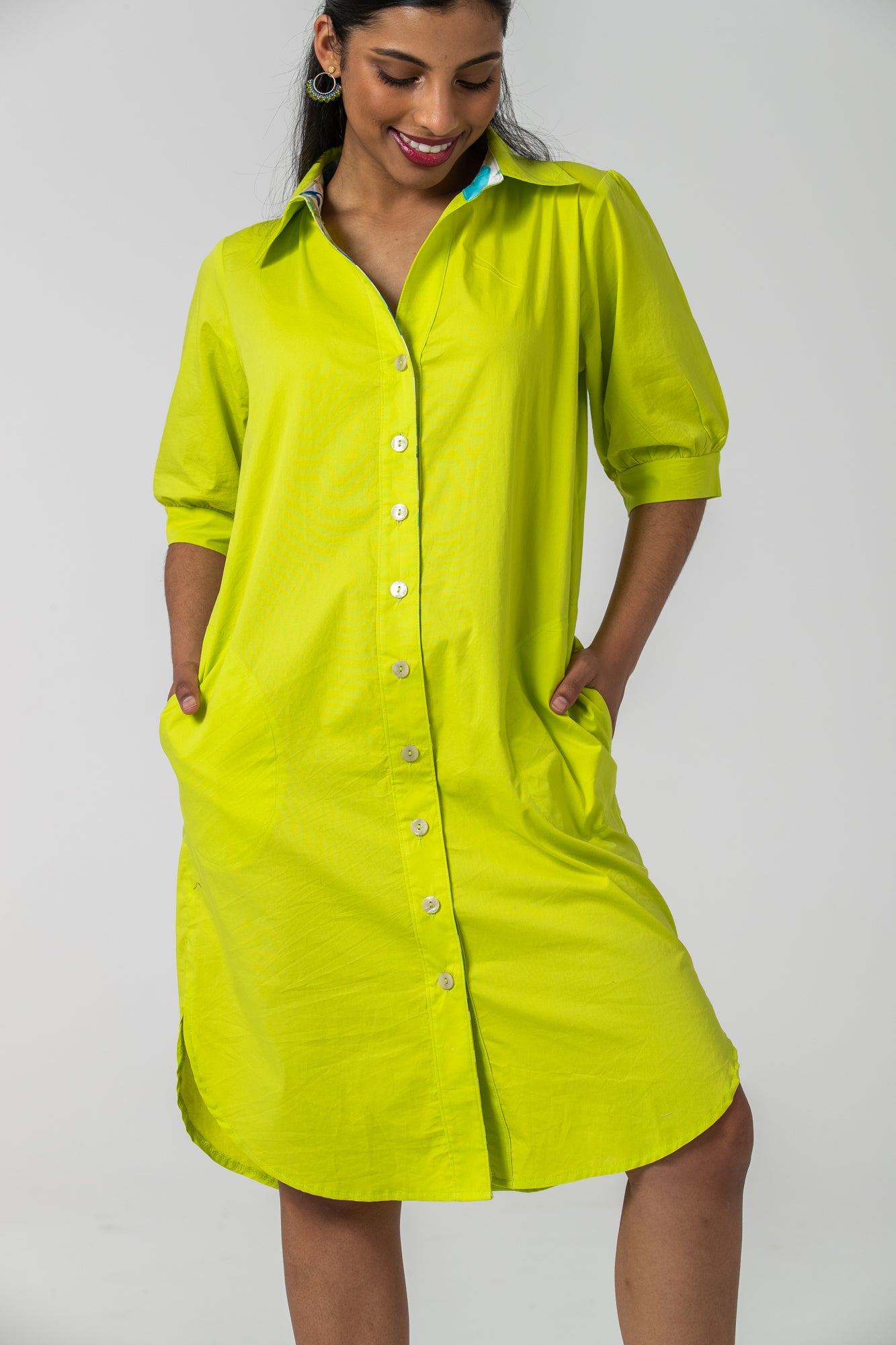 Sicily Shirt Dress - Wild Lime