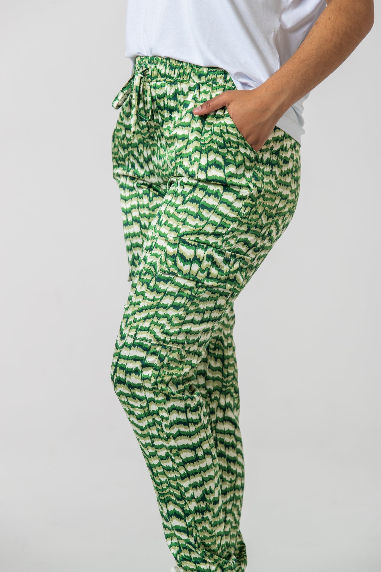 Boston Cargo Pants - Green Abstract