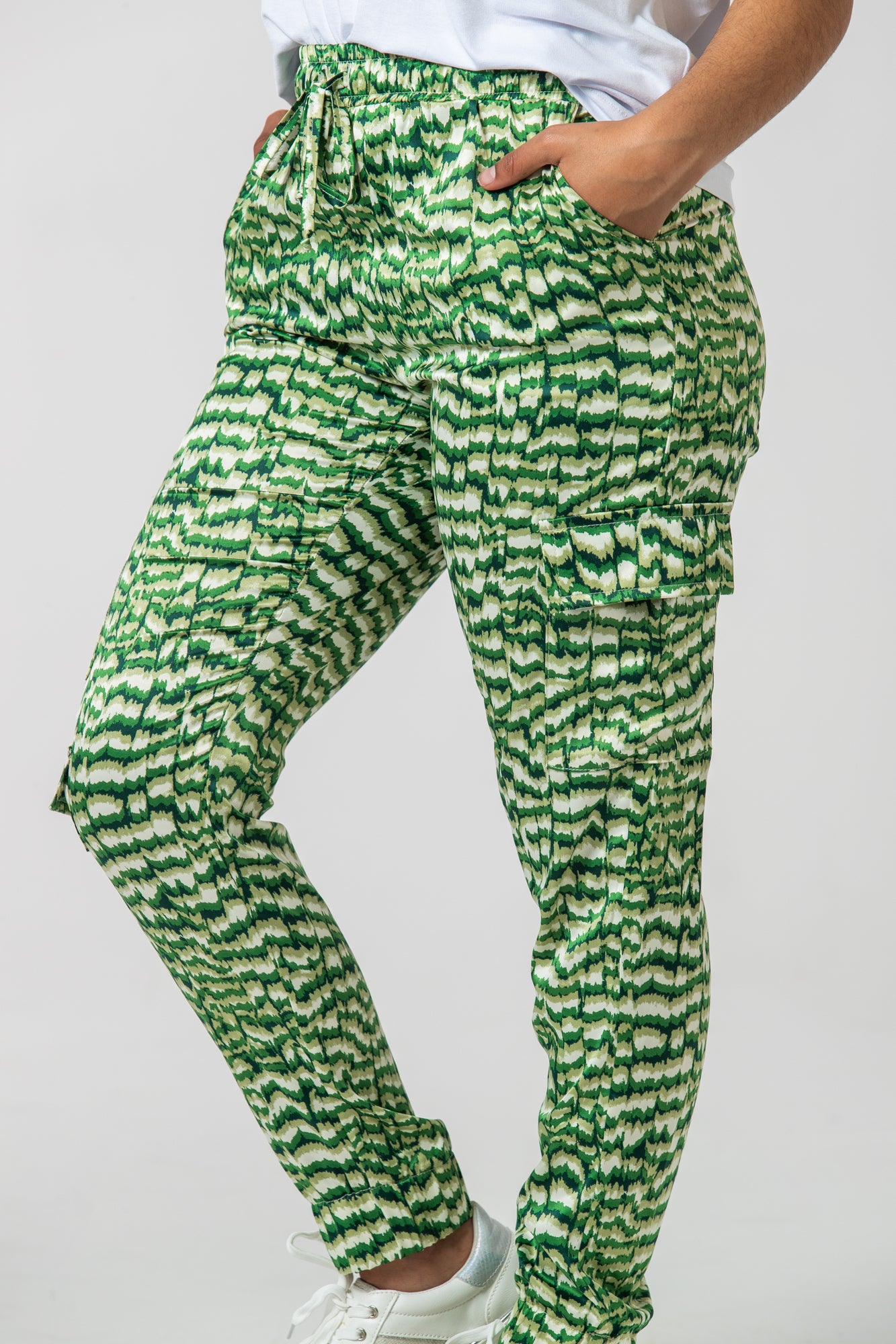 Boston Cargo Pants - Green Abstract
