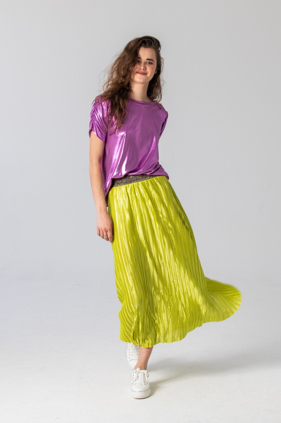 Lisbon pleated skirt - Wild Lime