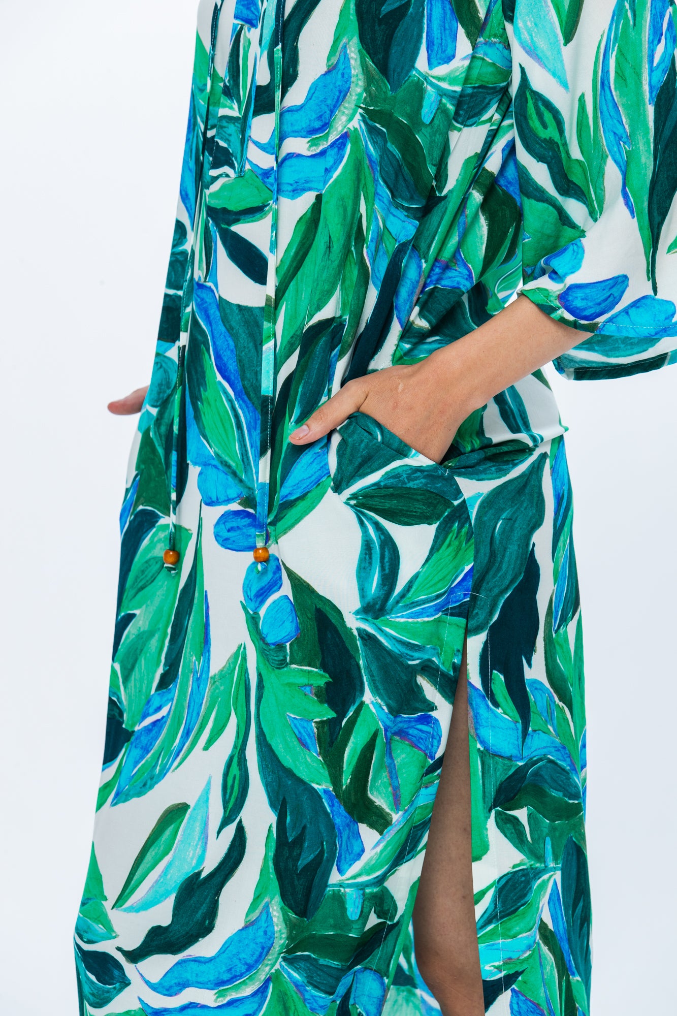 Malta Kaftan - Green and White