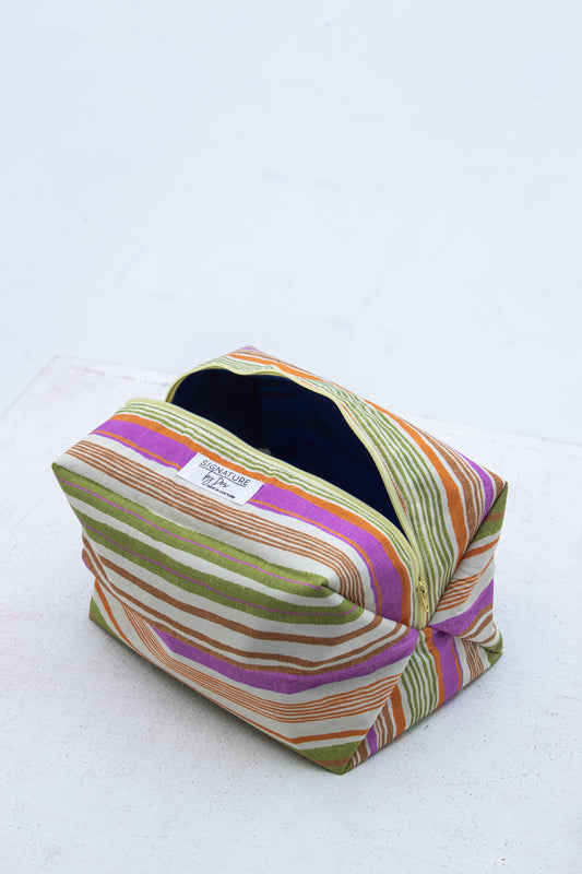 The Intentional Toiletry Bag - Pink & Green Stripes
