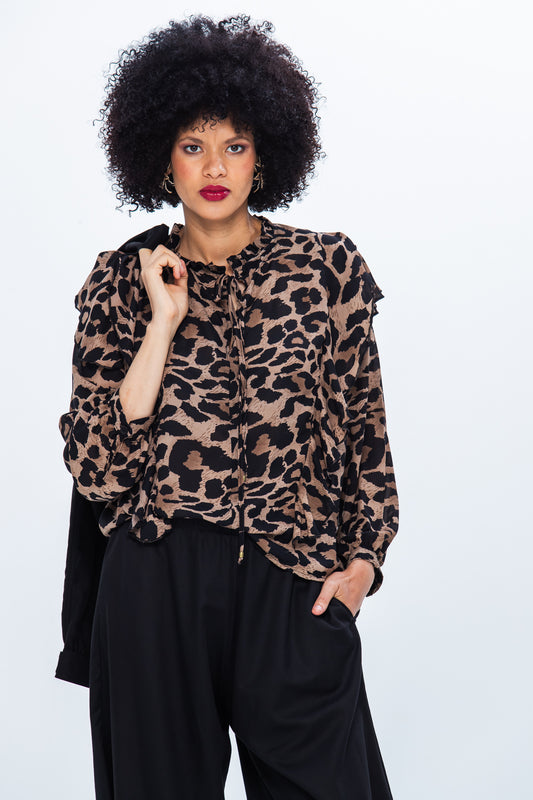 Bardot Winter Shirt - Black and Mocca