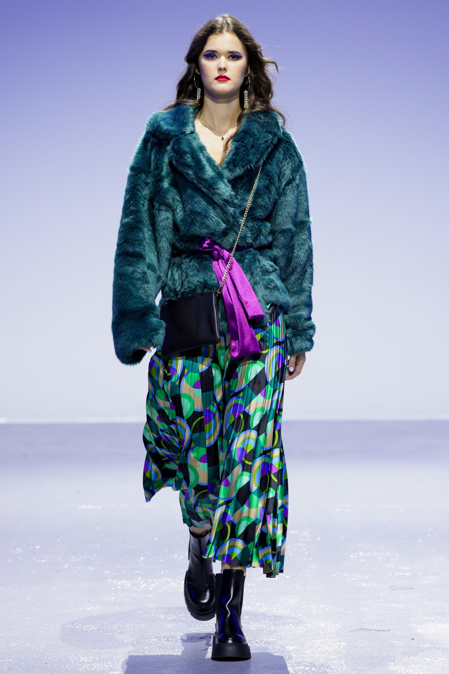 London Sunray pleated skirt - Green/Black/Purple