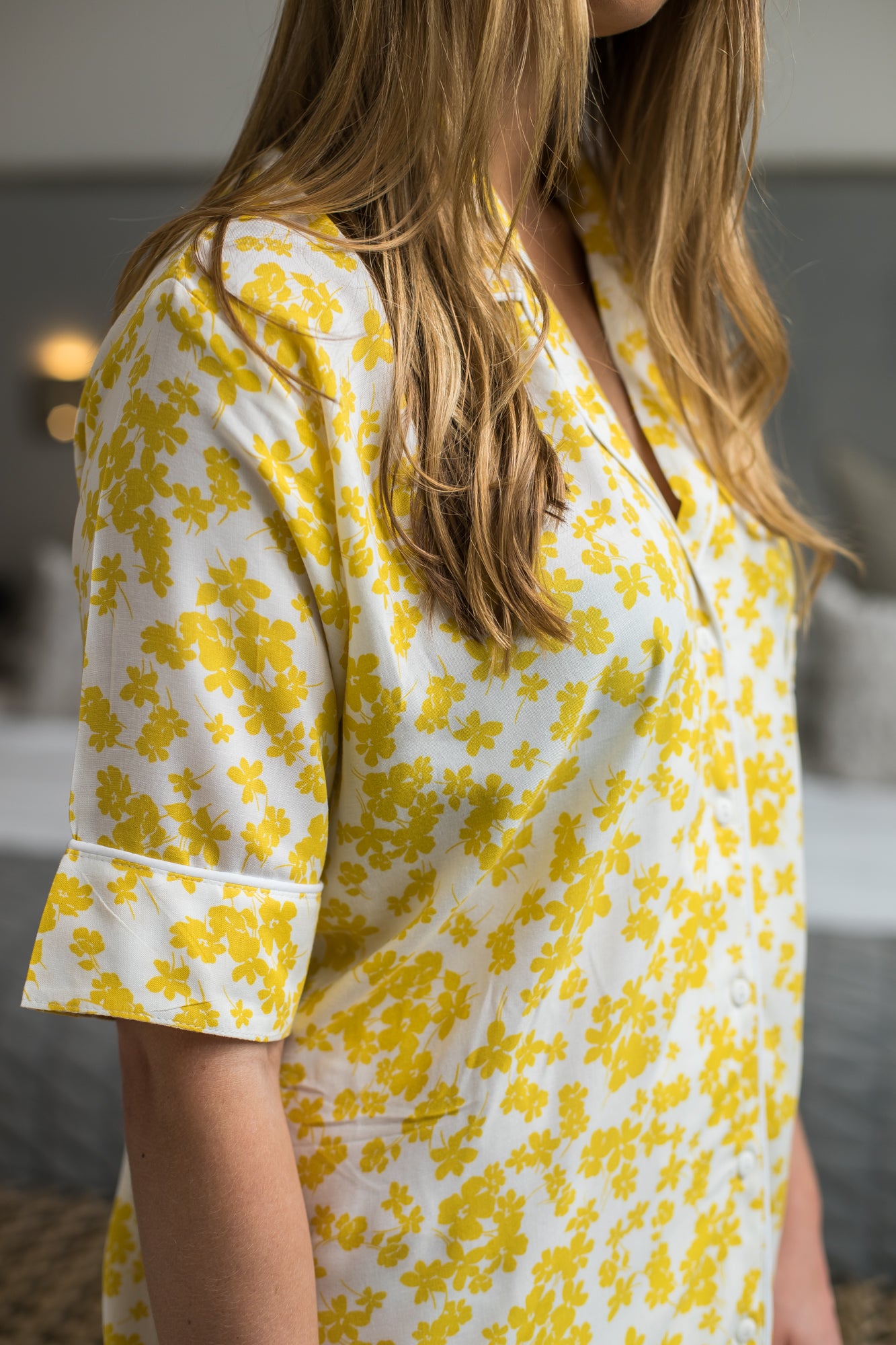 Summer Nightshirt - Yellow & White floral