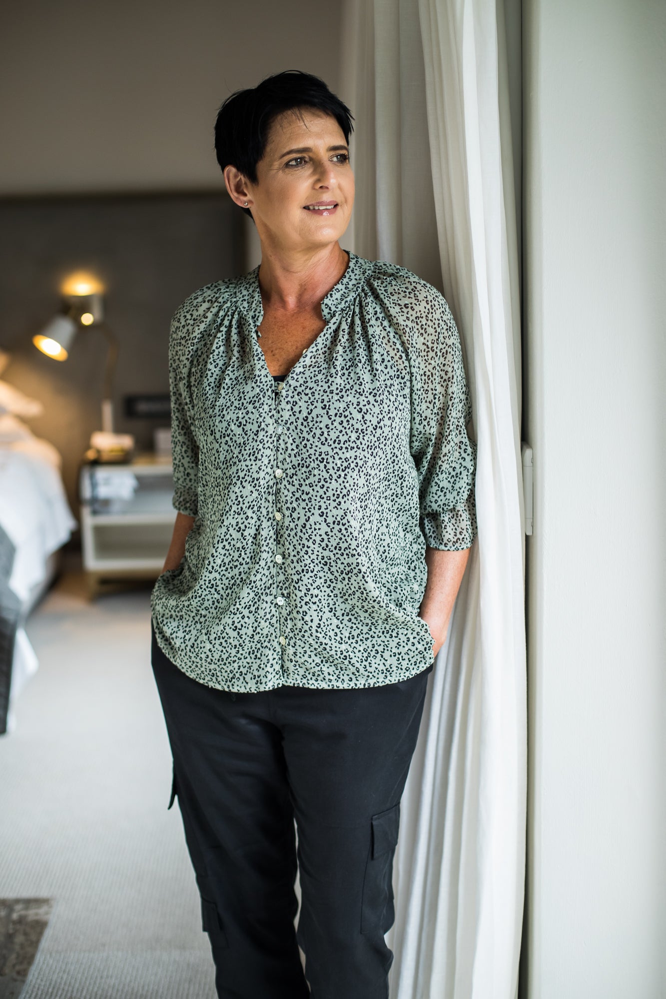 Paris Frill Shirt - Khaki & Black