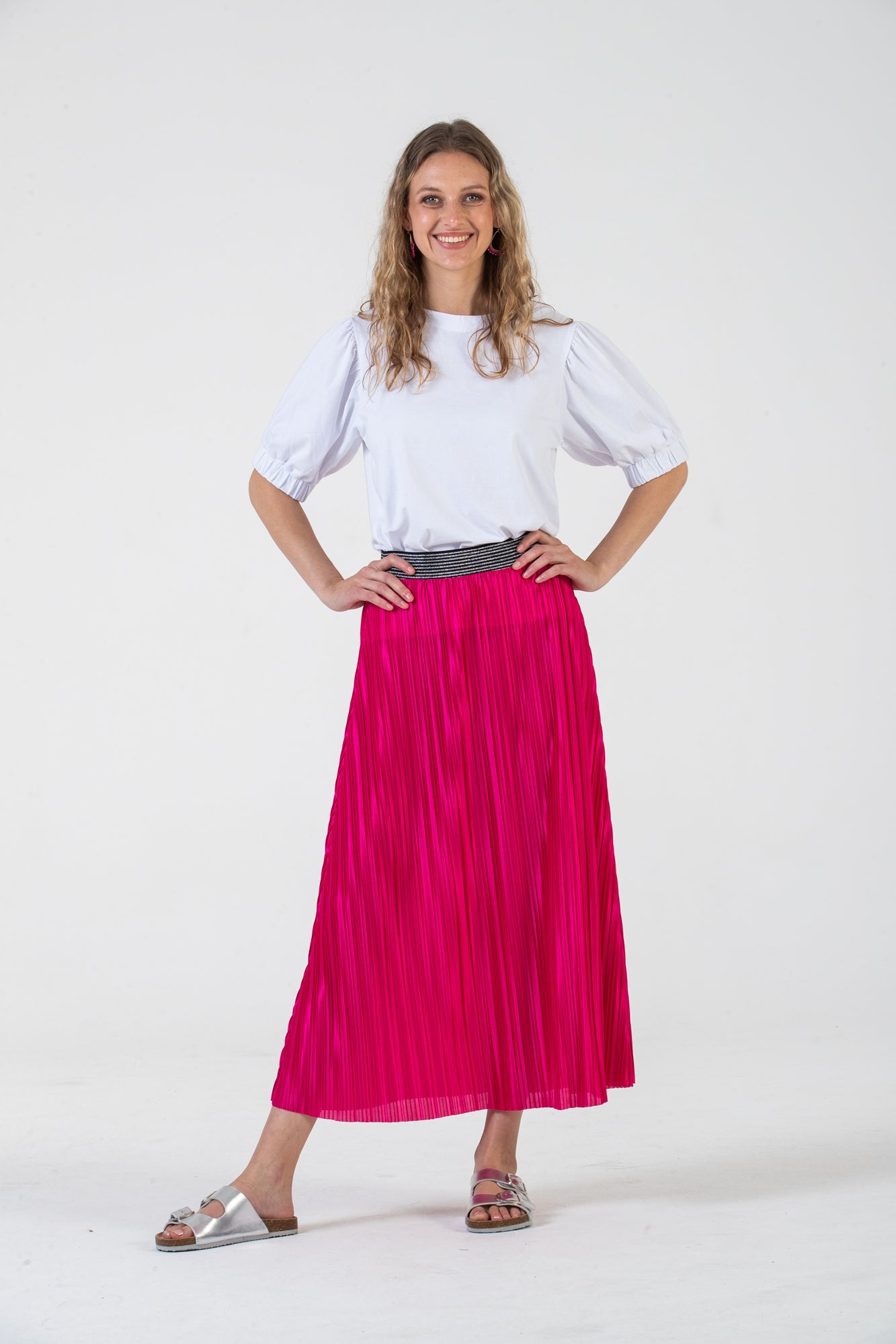 Pink pleated skirt 30 sale