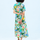 Quinn mint lemon dress, back view full length showing skirt and cap sleeves