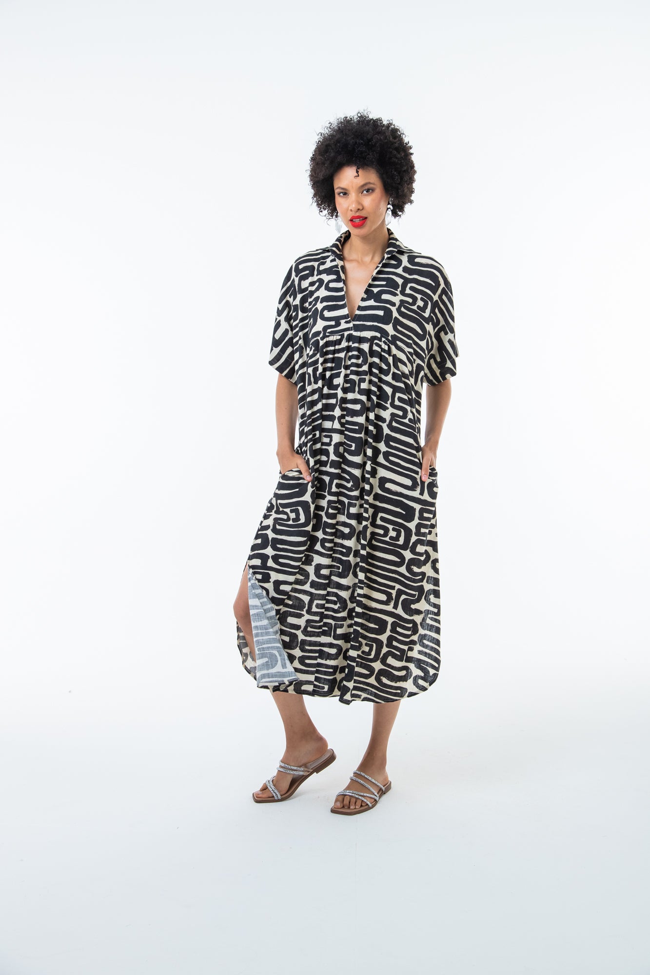 Zanzibar Dress - Black and Creme