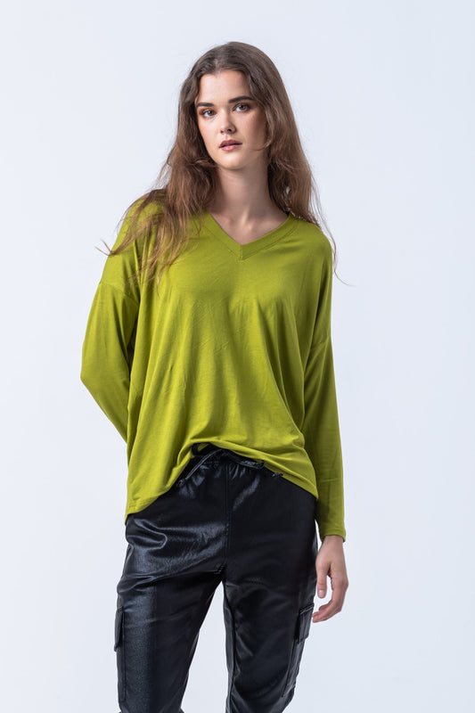 Corfu WInter V-neck Tee - Green