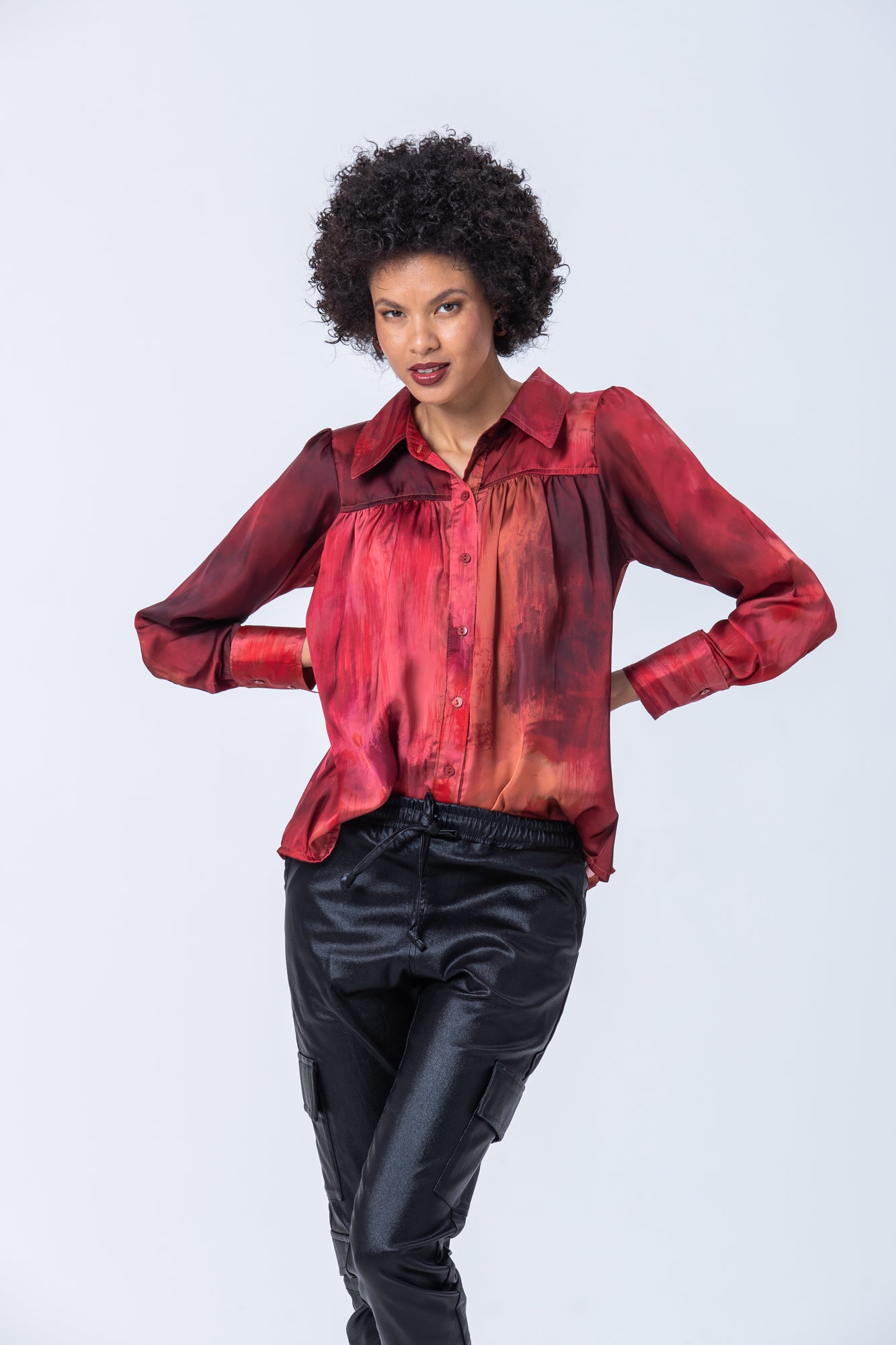 Milan Collar Shirt - Salsa Swirl