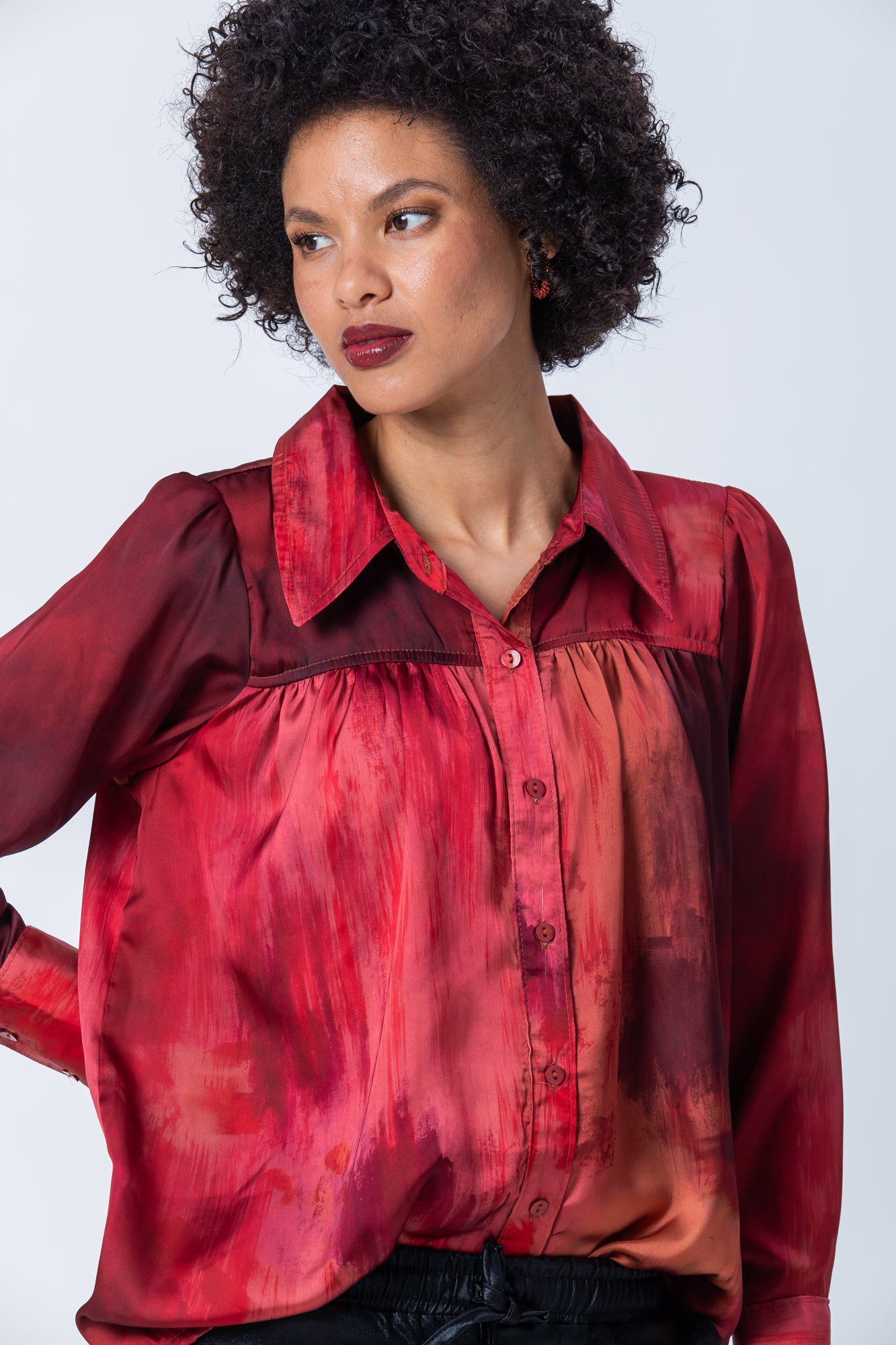 Milan Collar Shirt - Salsa Swirl