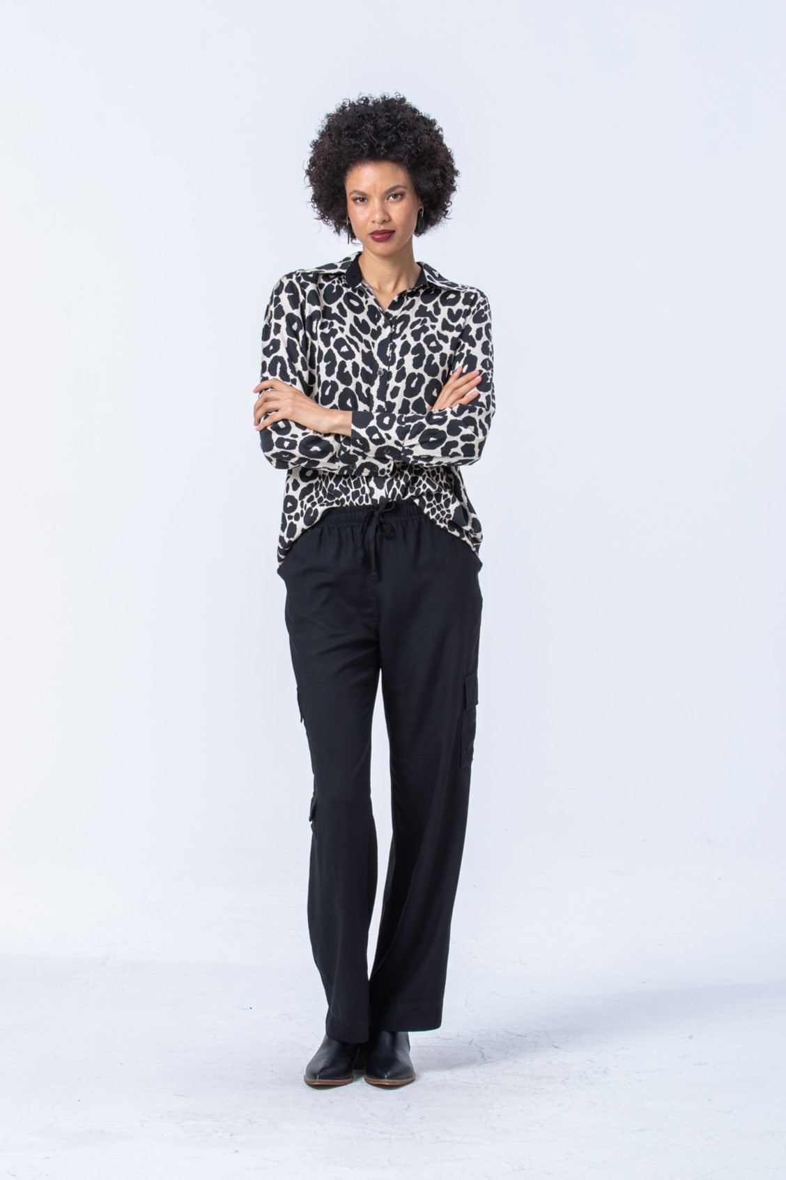 Sydney Wide Leg Cargo Pant - Black