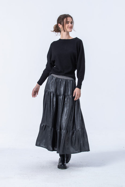 Marbella Tiered Skirt - Black/Silver