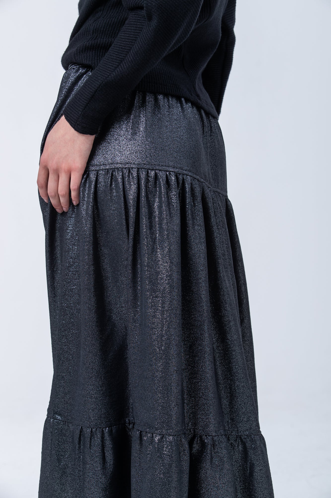 Marbella Tiered Skirt - Black/Silver