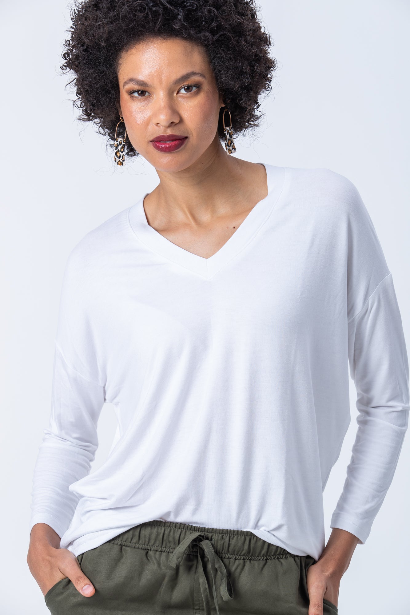 Corfu WInter V-neck Tee - White