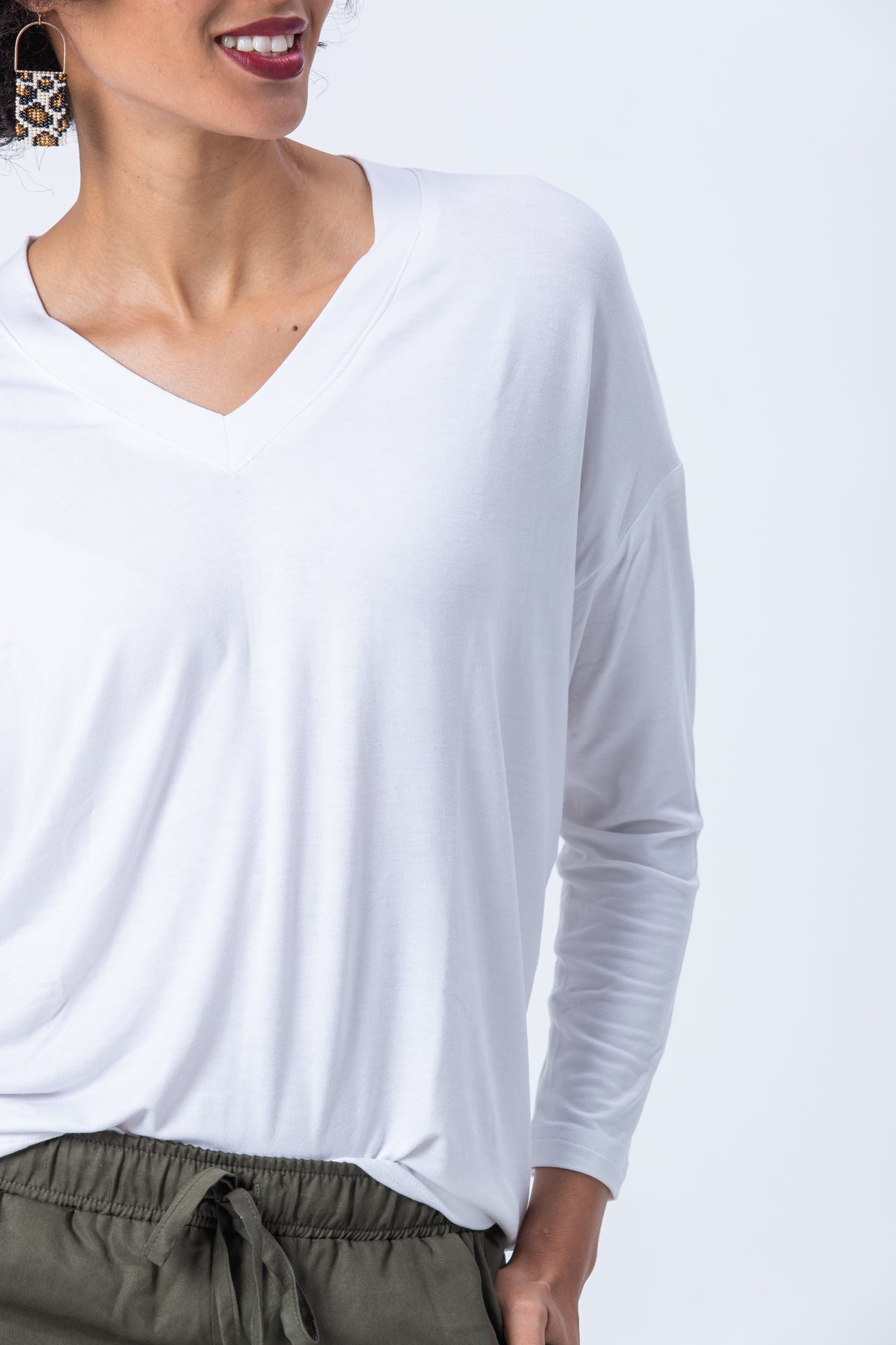 Corfu WInter V-neck Tee - White