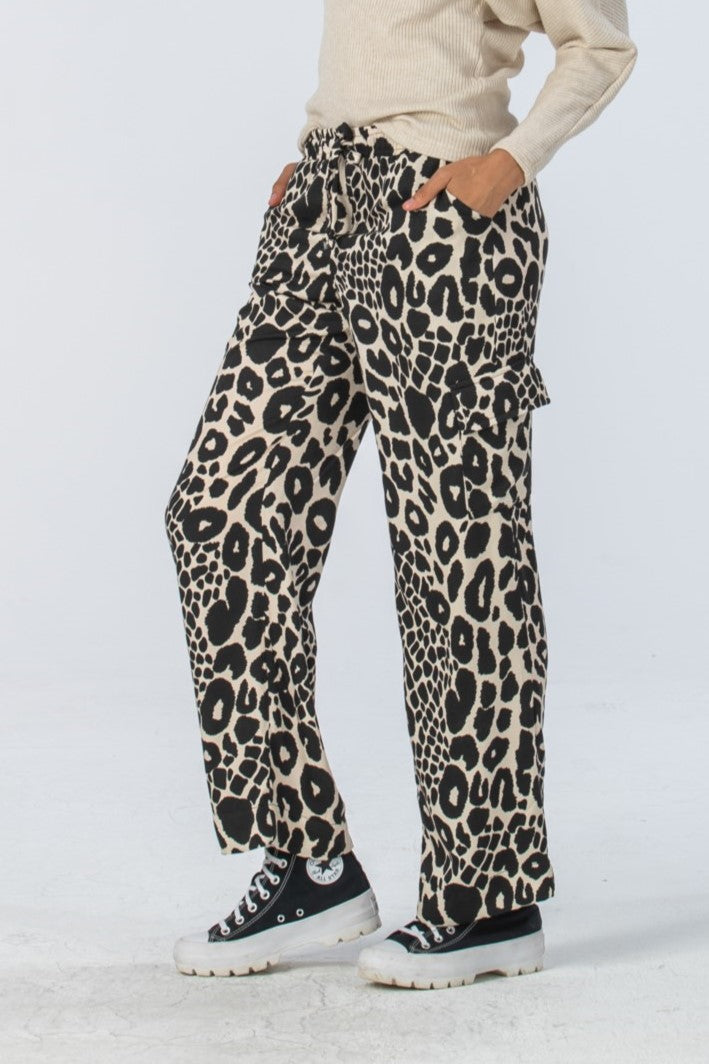 Sydney Wide Leg Cargo Pant Animal Print – Signature by Des