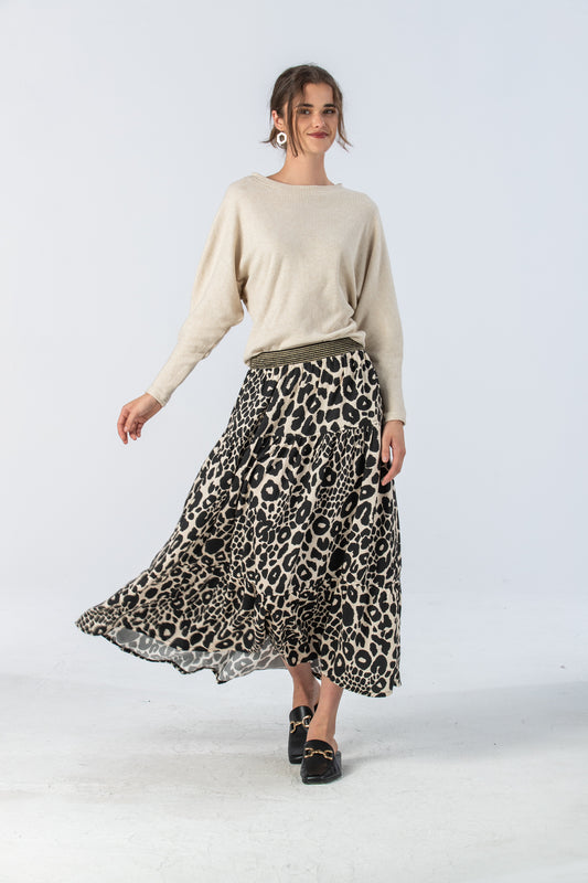 Marbella Tiered Skirt - Animal print
