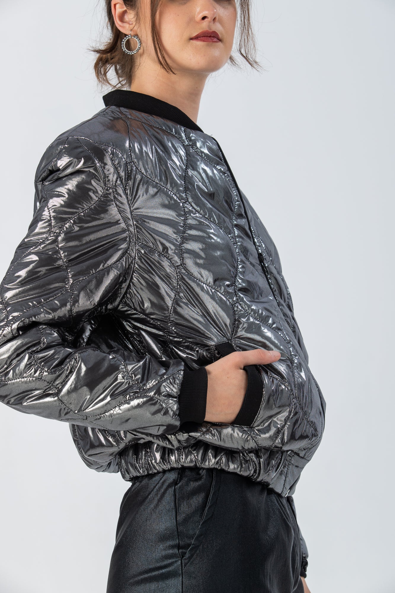 New York Bomber Jacket - Silver/Black