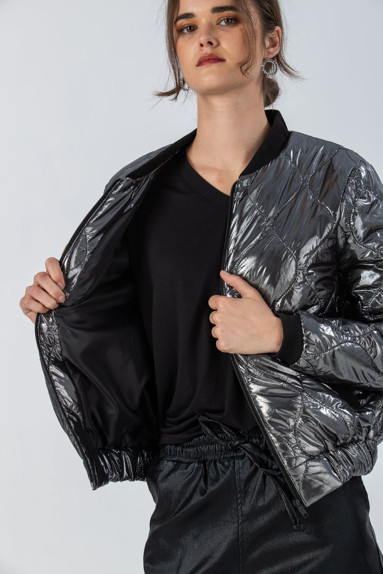 New York Bomber Jacket - Silver/Black