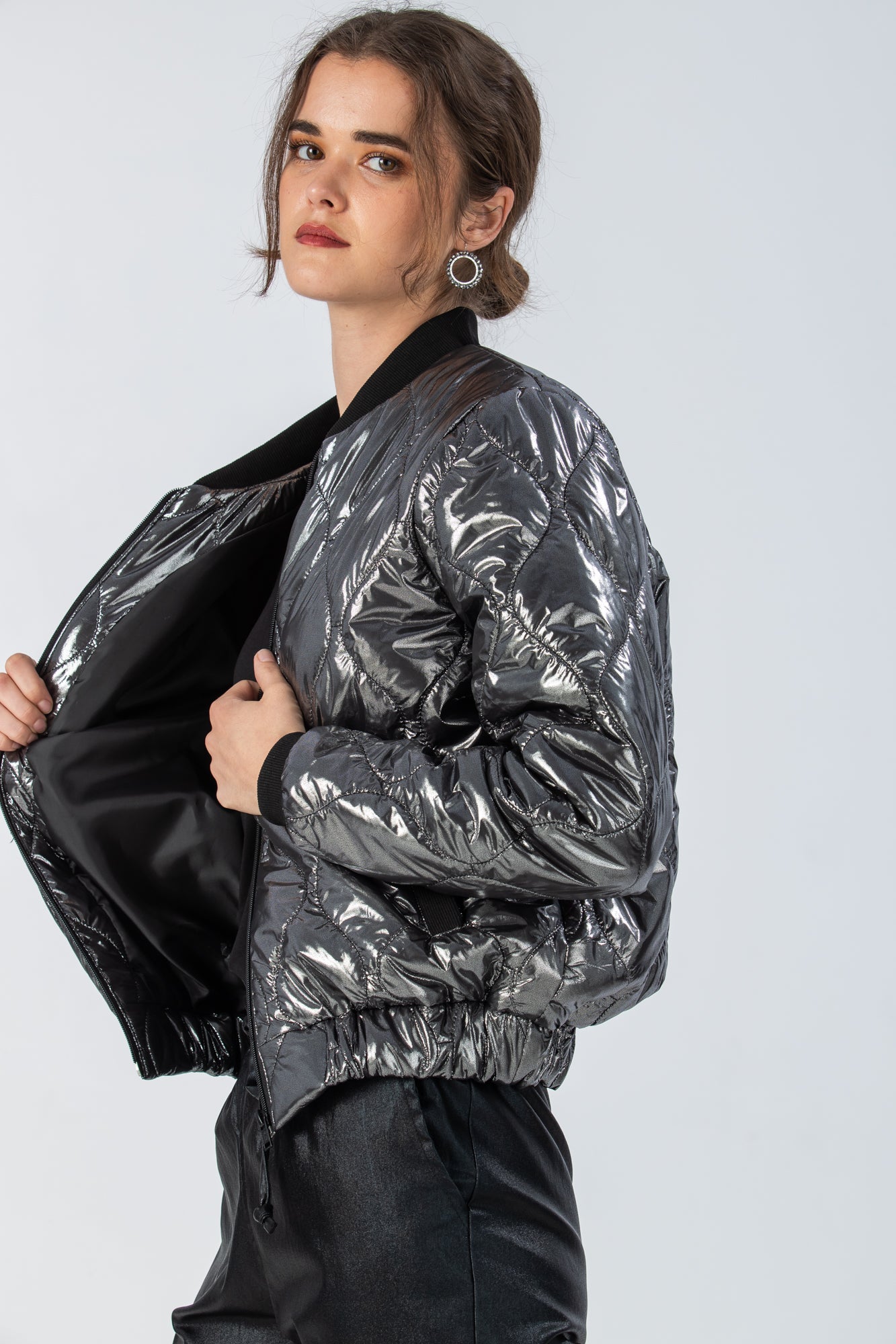 New York Bomber Jacket - Silver/Black