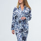 Long Cotton Pyjama Set -Blue and white