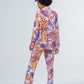 Long Pyjama Set - Orange and Lilac