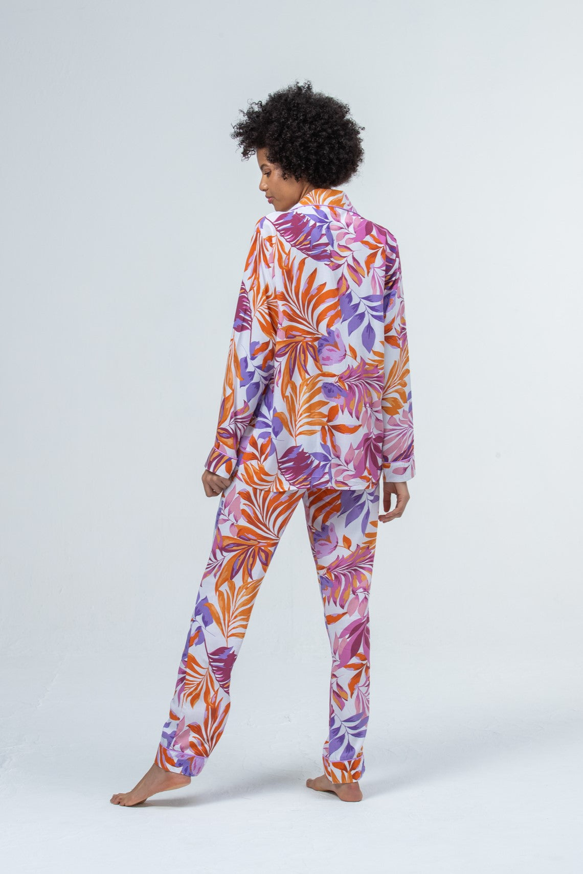 Long Pyjama Set - Orange and Lilac