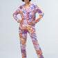 Long Pyjama Set - Orange and Lilac