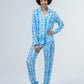 Long Pyjama Set - Turquoise and White