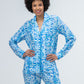 Long Pyjama Set - Turquoise and White