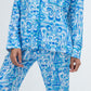 Long Pyjama Set - Turquoise and White