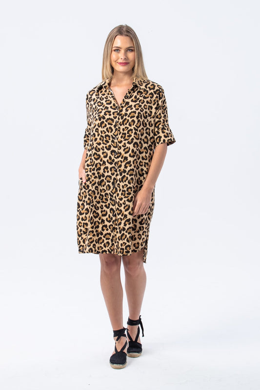 Rio Shirt Dress - Animal print