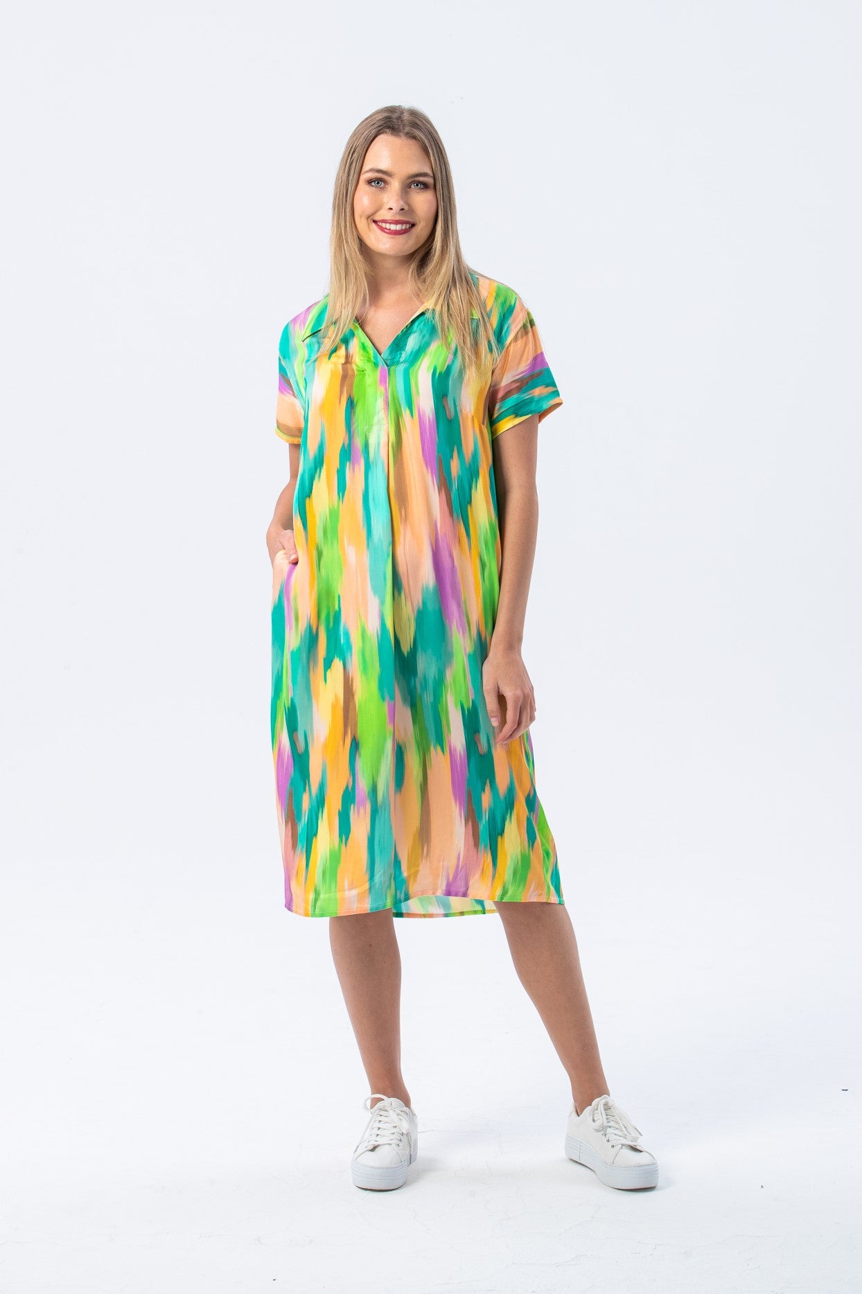 Barcelona Dress - Green Abstract