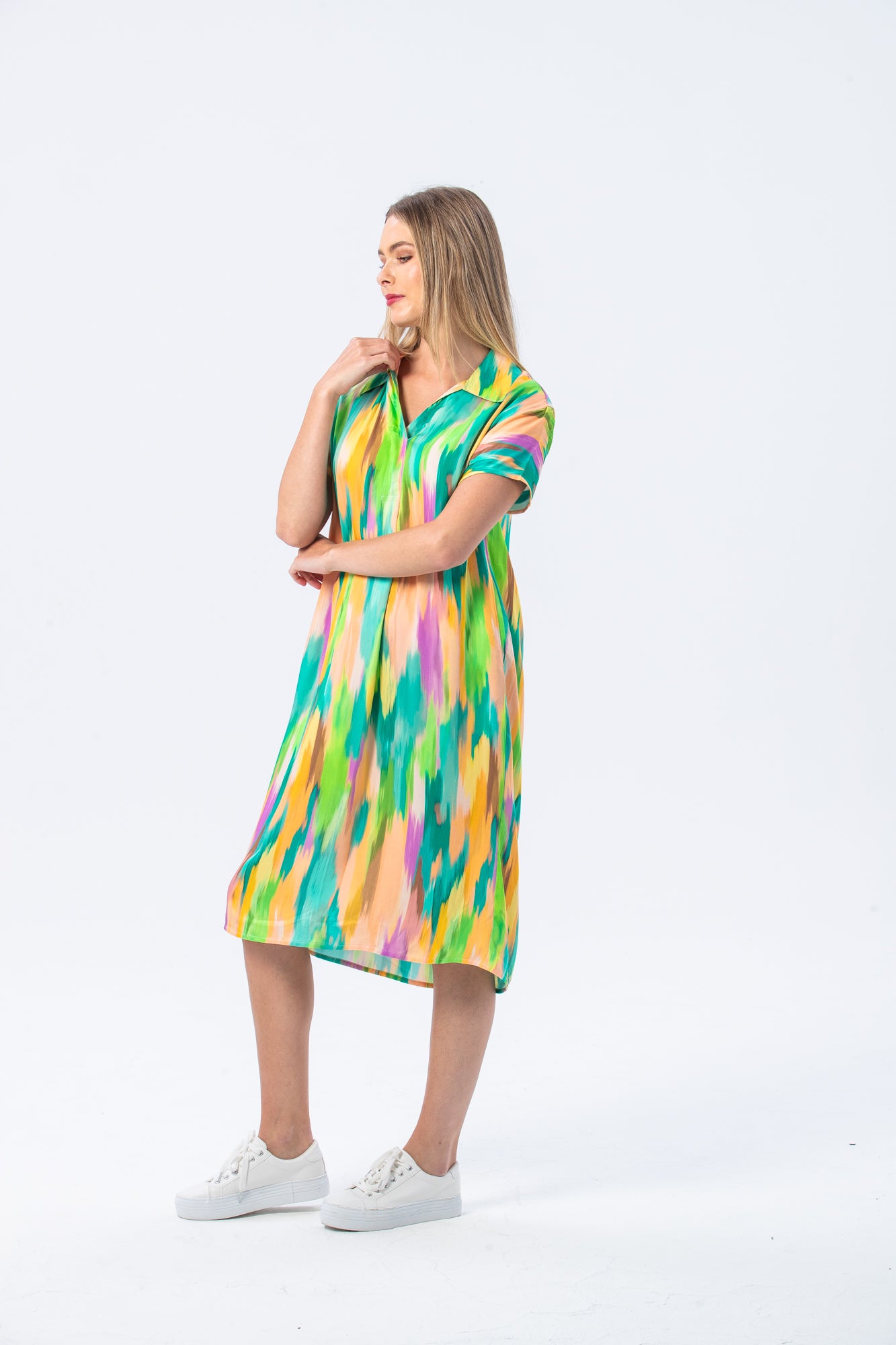 Barcelona Dress - Green Abstract