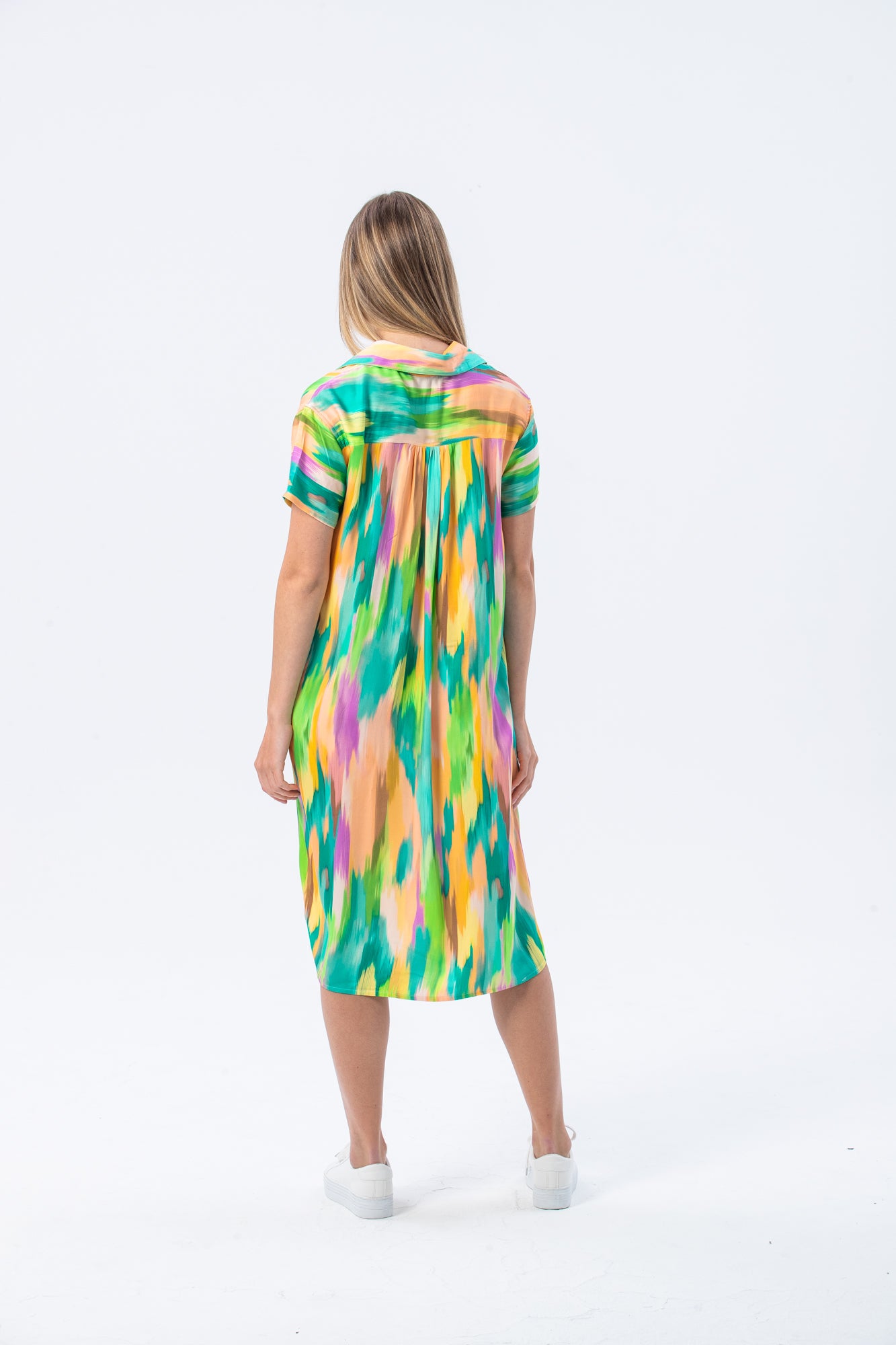 Barcelona Dress - Green Abstract