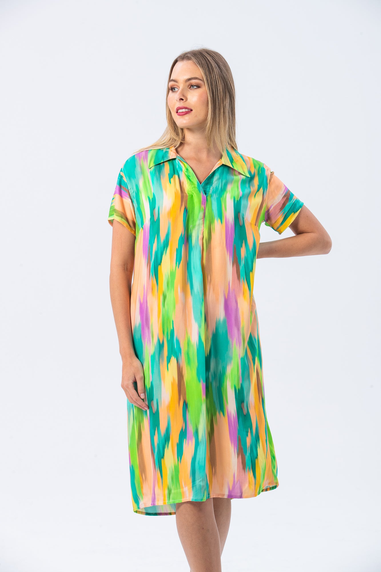 Barcelona Dress - Green Abstract