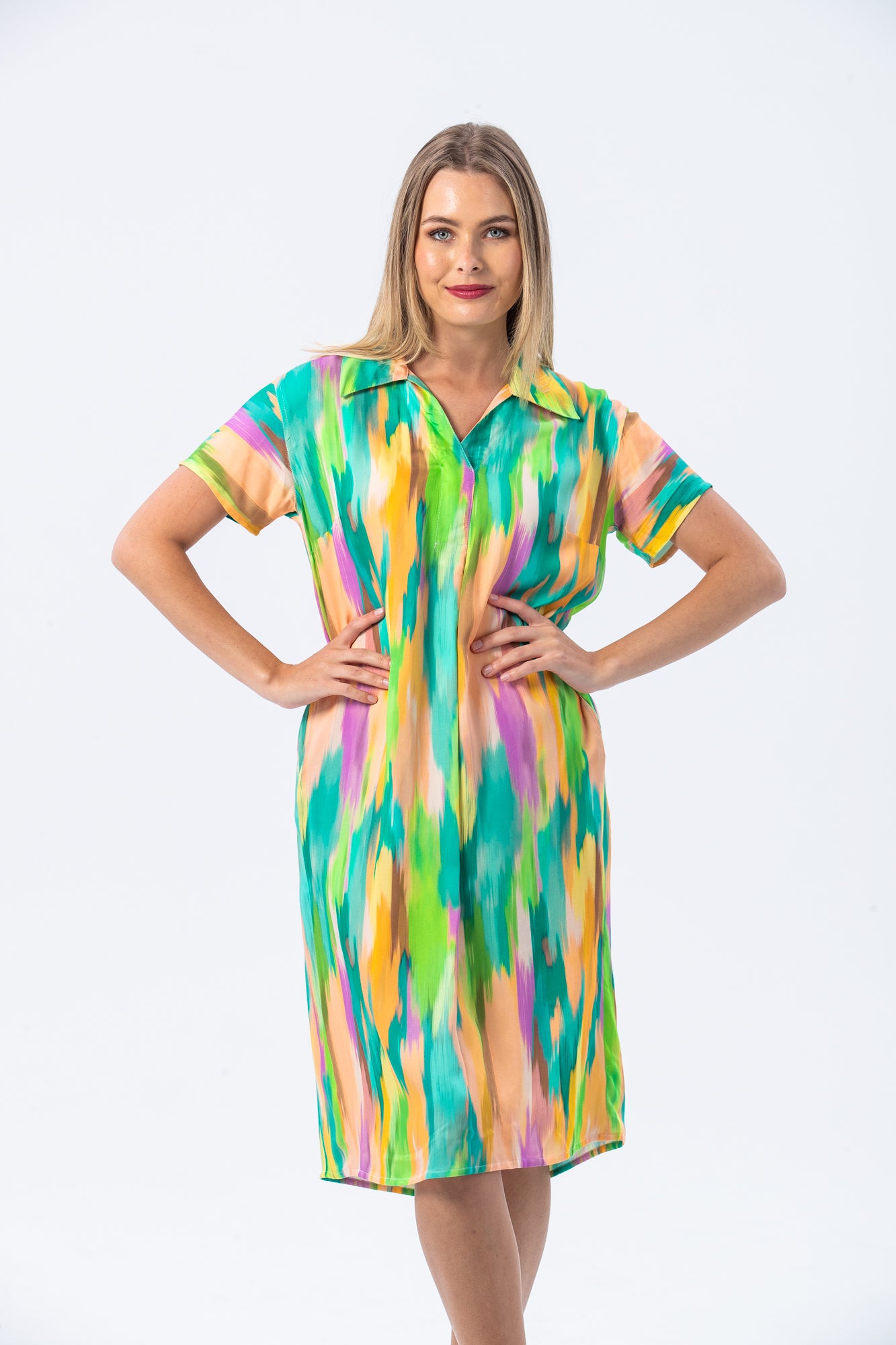 Barcelona Dress - Green Abstract