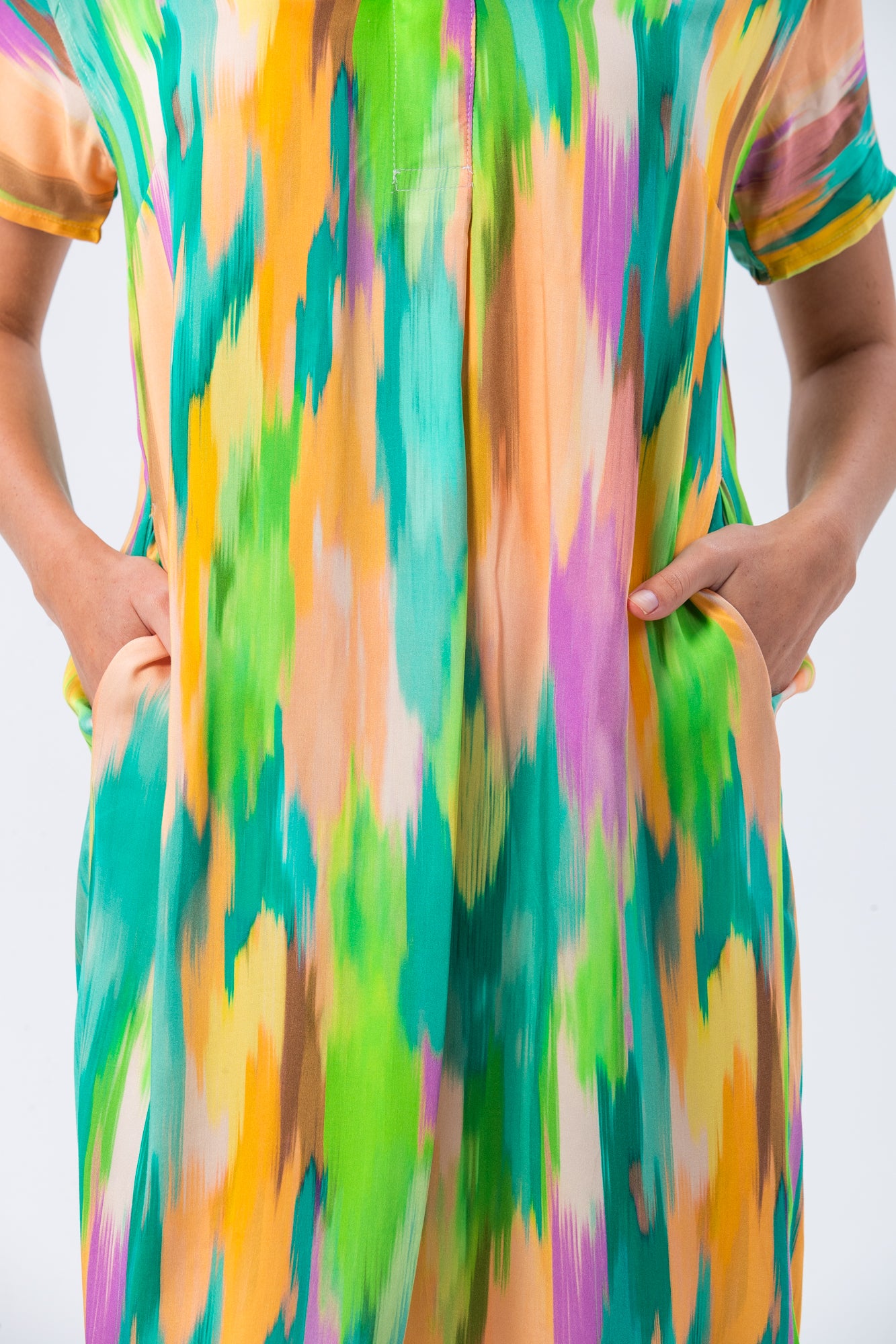 Barcelona Dress - Green Abstract