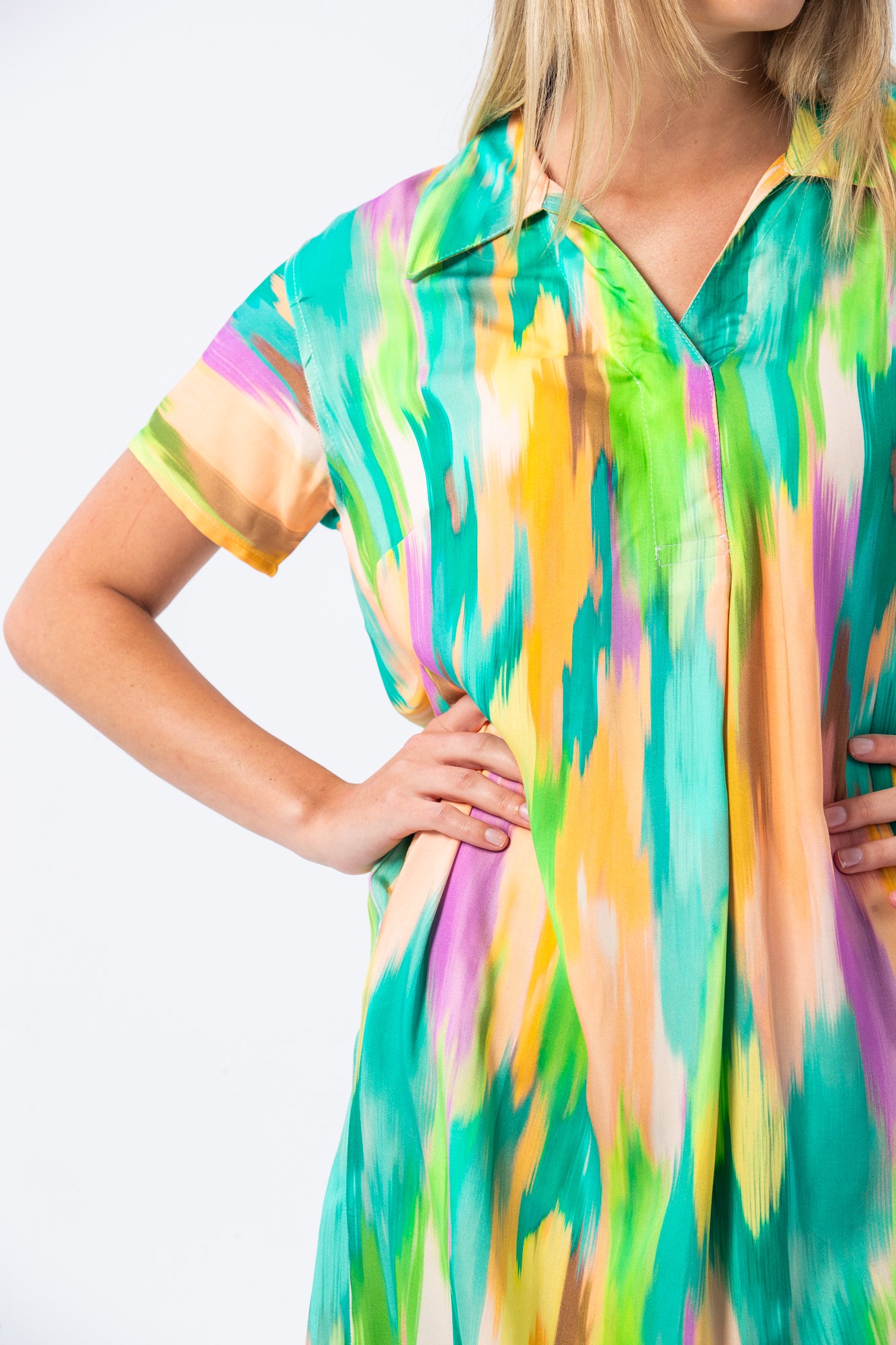 Barcelona Dress - Green Abstract