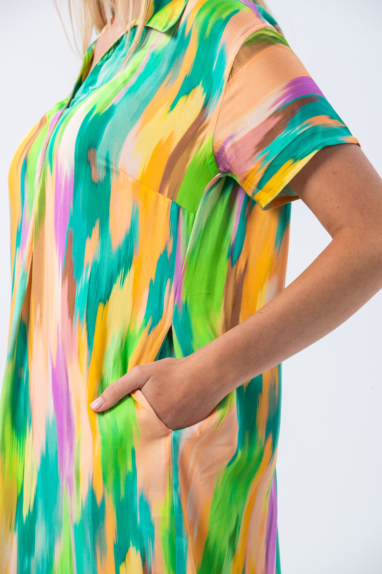 Barcelona Dress - Green Abstract