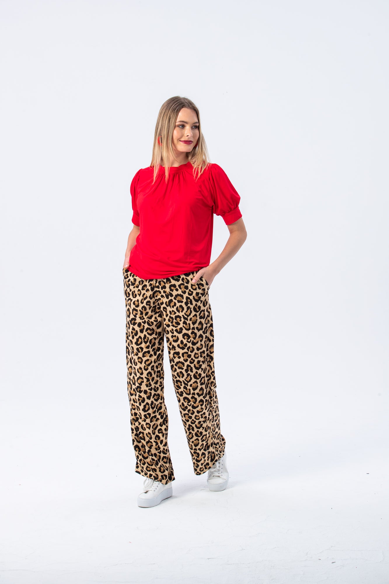 Sydney Wide Leg Pants - Animal Print