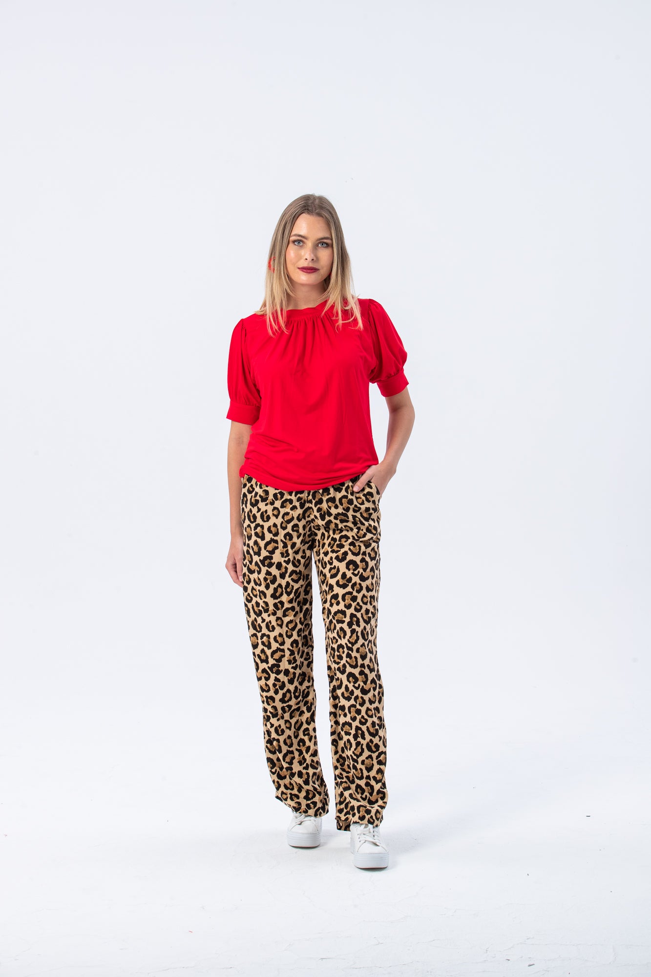 Sydney Wide Leg Pants - Animal Print