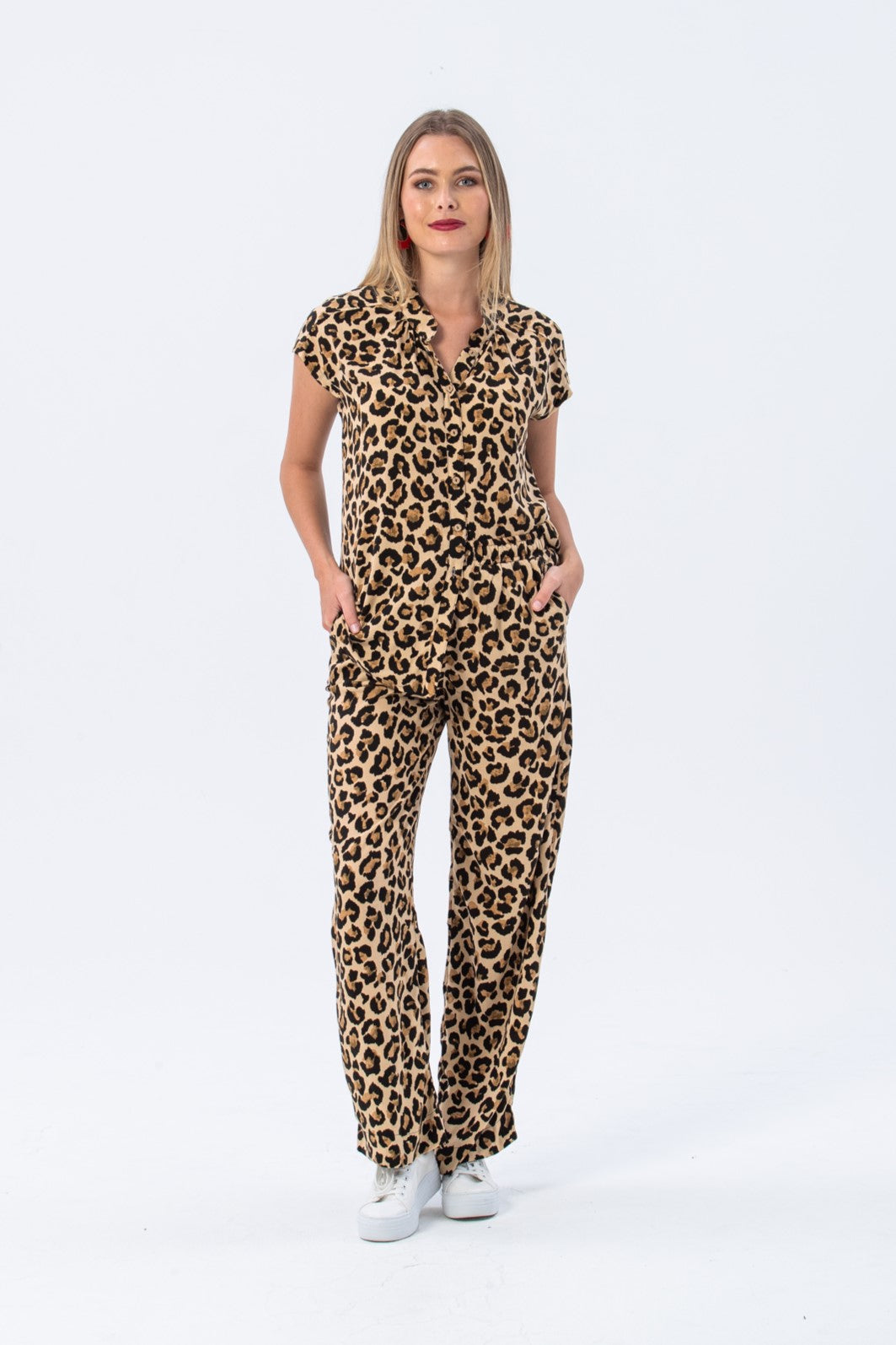 Sydney Wide Leg Pants - Animal Print