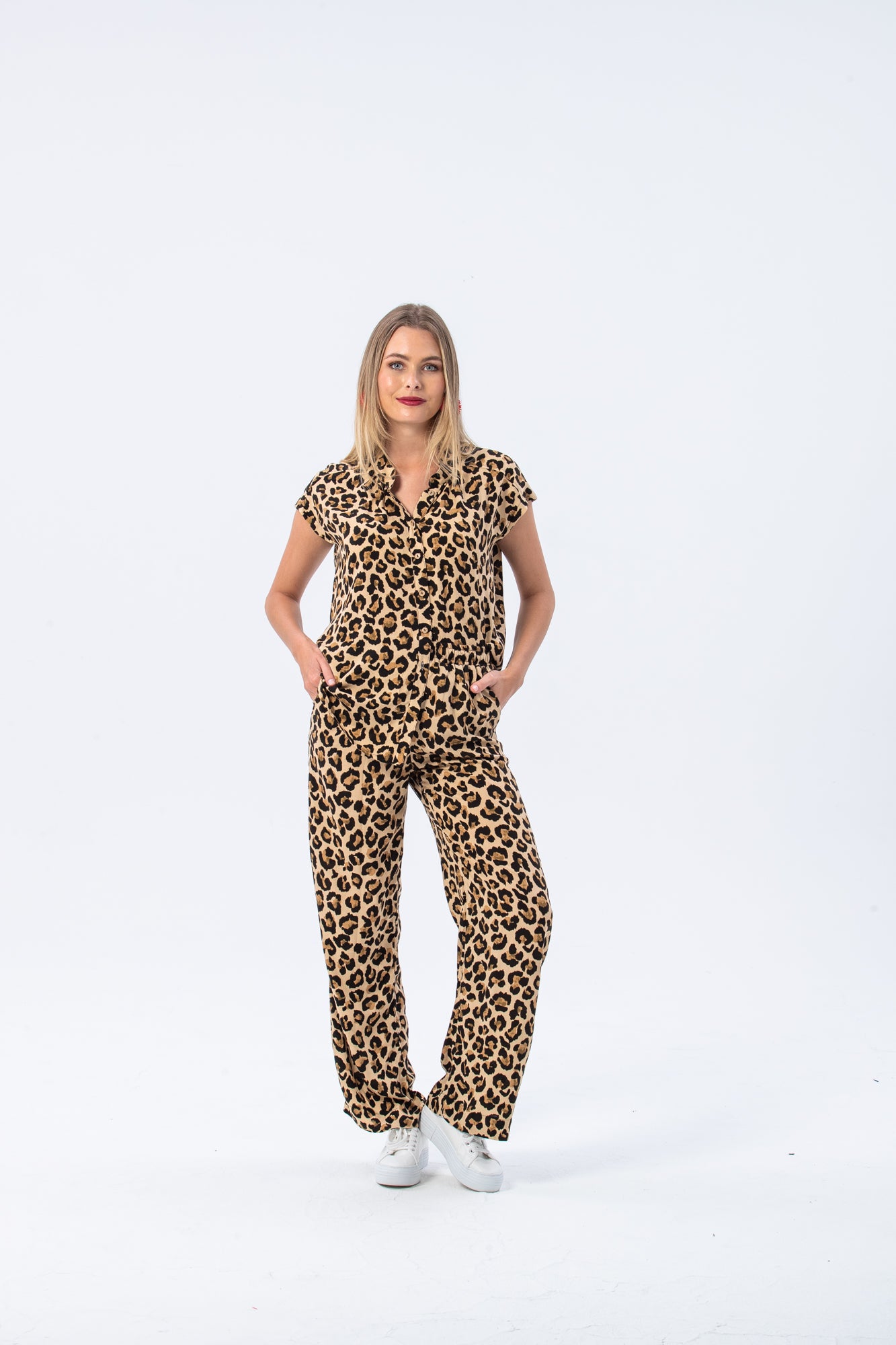 Sydney Wide Leg Pants - Animal Print