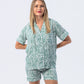 Short Pyjama Set - Green and white